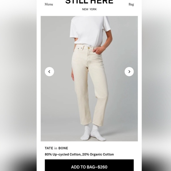 Still Here Tate jeans, NWOT, color Bone, size 25 - Picture 1 of 3
